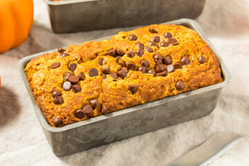 Homemade Chocolate Chip Pumpkin Bread Loaf