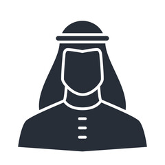 Muslim man silhouette icon. Male faceless avatar filled vector illustration.