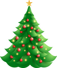 Christmas Tree with Baubles and Star Topper