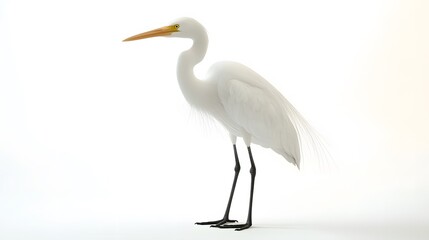 Naklejka premium Great Egret Bird on White Background, Photo Realistic, Pattern Background, Wallpaper, Cover and Screen for Smartphone, PC, Laptop, 9:16 and 16:9 Format