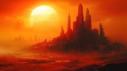 Futuristic Cityscape at Sunset