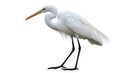 Great Egret Bird on White Background, Photo Realistic, Pattern Background, Wallpaper, Cover and Screen for Smartphone, PC, Laptop, 9:16 and 16:9 Format