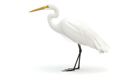 Naklejka premium Great Egret Bird on White Background, Photo Realistic, Pattern Background, Wallpaper, Cover and Screen for Smartphone, PC, Laptop, 9:16 and 16:9 Format