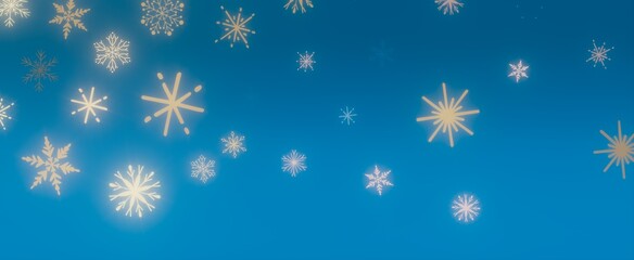 Snowflakes Falling on Blue Sky