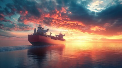 Fototapeta premium transportation of lpg gas tanker ship against beautiful sky