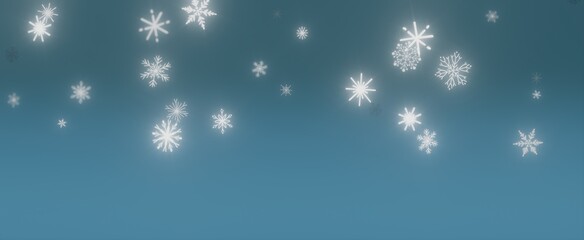 Falling Snowflakes on Blue Background
