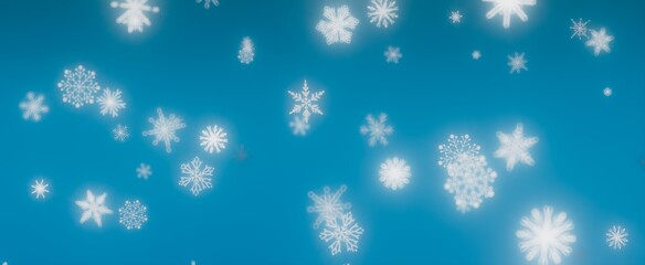 Snowflakes Falling on a Blue Sky
