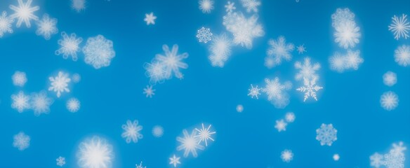 Snowflakes Falling on Blue Sky