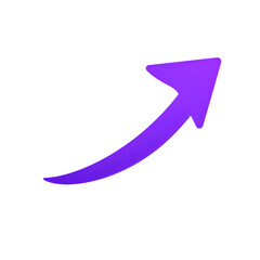Smooth purple arrow curving upward, isolated on transparent background, Generative AI