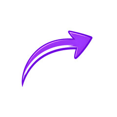 Double curved purple arrow pointing right, isolated on transparent background, Generative AI