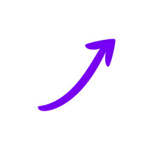 Upward curved purple arrow with a sharp tip, isolated on transparent background, Generative AI