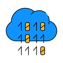 programming binary code cloud storage line icon vector. programming binary code cloud storage sign. isolated symbol illustration