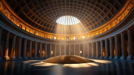 Obraz premium The intricate interior of the Pantheon, featuring its massive oculus and beautifully preserved columns.