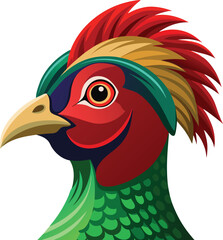 A pheasant head vector art colorful illustration design on a wildlife animal