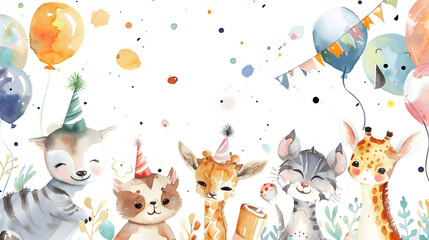 Naklejka premium Animal Party Frame Background