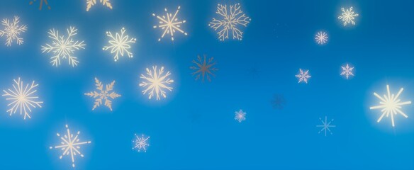 Snowflakes Falling on a Blue Sky