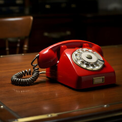 old telephone on wood