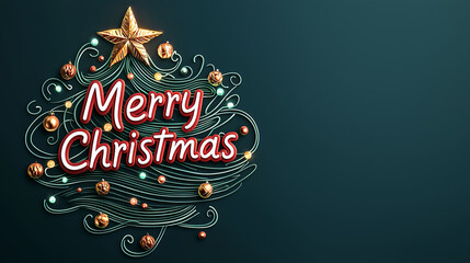 Celebrate the holiday season with a colorful Christmas tree design featuring a golden star and festive ornaments, radiating joy and warmth.