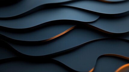 Fototapeta premium Abstract wave patterns with dark shades and a hint of metallic detail.