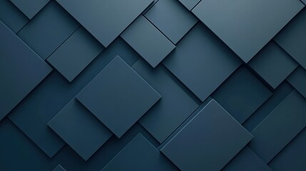 Fototapeta premium Abstract geometric background with layered blue squares and rectangles.