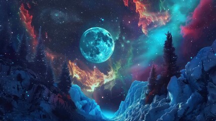 sky is full of stars and moon