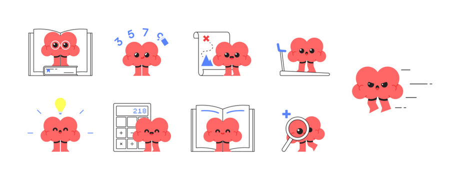 Flat illustrations of brain abilities