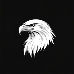 Obraz premium Detailed Illustration of a Fierce Eagle's Head Against a Solid Black Background