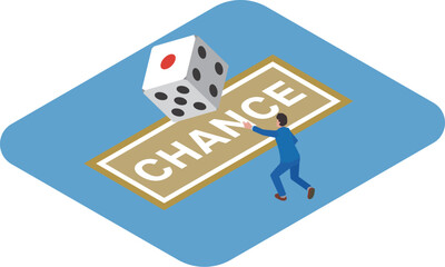 サイコロを振るビジネスマン