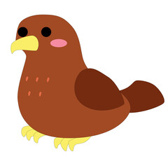 cute cartoon colored little sitting eagle stock vector, white background