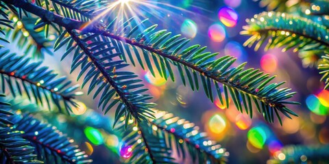 A Close-Up View of Pine Needles Bathed in the Warm Glow of the Setting Sun, Creating a Dreamy and Serene Atmosphere
