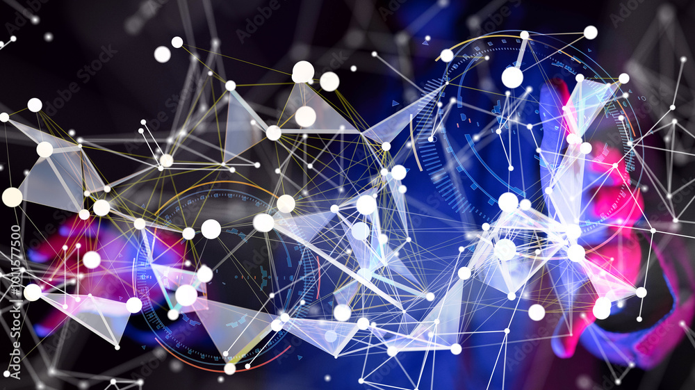 Aufkleber neural network 3d illustration. big data and cybersecurity