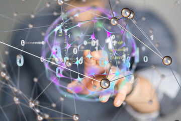 Neural network concept. Connected cells with links.