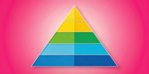 A Multicolored Pyramid Diagram with Five Layers on a Pink Gradient Background