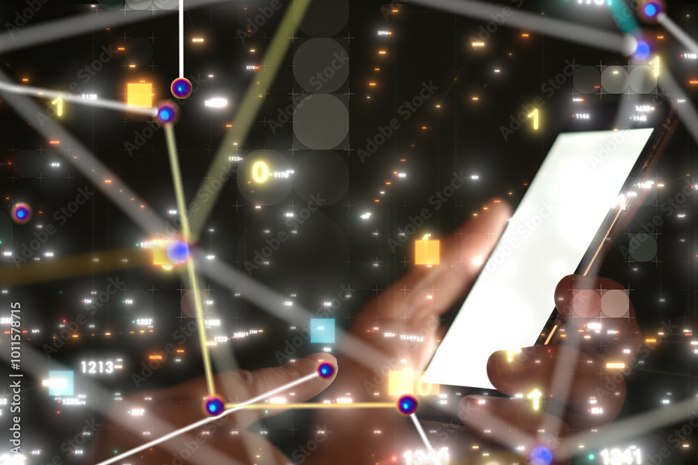 Aufkleber neural network 3d illustration. big data and cybersecurity