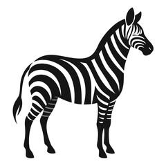 Zebra line art black silhouette vector illustration on a white background, Hand drawn vector silhouette