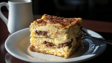 Delicious New Year's Day Brunch: Hearty Breakfast Casserole with Layers of Eggs, Cheese, Sausage, and Vegetables