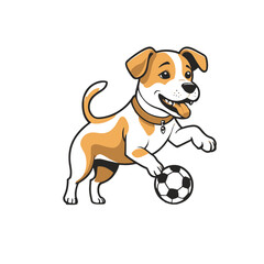 Playful Dog with Soccer Ball Vector - Cartoon Puppy Playing Sports