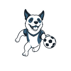 Playful Dog with Soccer Ball Vector - Cartoon Puppy Playing Sports