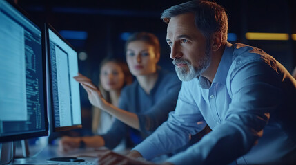 Manager Guiding Employees in Digital Workspace