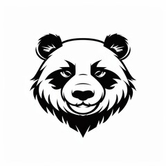 Cute Black and White Panda Head Illustration With Detailed Facial Features and Stylish Design