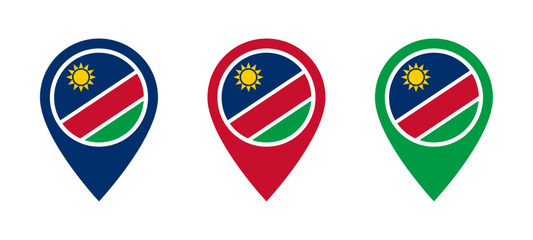 Namibia flag location icon set