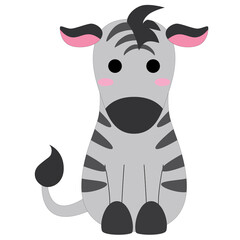 cute cartoon colored little striped zebra, stock vector, white background