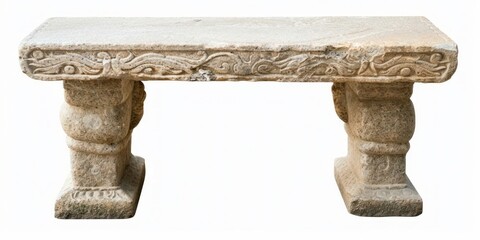 Legged stone altar table isolated on white background