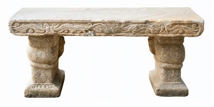Legged stone altar table isolated on white background