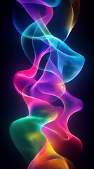 Colorful Abstract Waves of Light Creating a Surreal Effect Against a Dark Background at Night