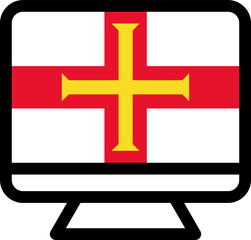 Obraz premium Guernsey flag icon on Monitor