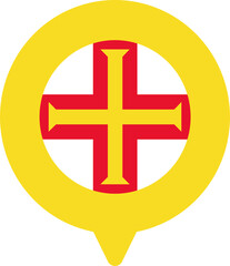 Guernsey Flag On Pin Icon