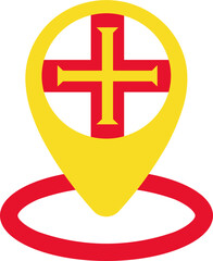 Fototapeta premium Location Icon of Guernsey Flag