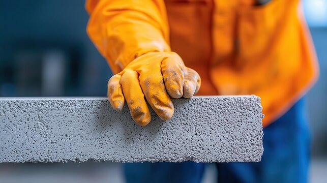 Engineer testing fiber-reinforced concrete's flexural strength in modern lab environment, Fiber-reinforced concrete test, Advanced material testing