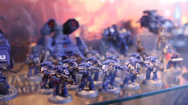CARDIFF, MID GLAMORGAN, WALES UK - OCTOBER 3, 2024: WARHAMMER GAMES WORKSHOP MINATURE GAME 